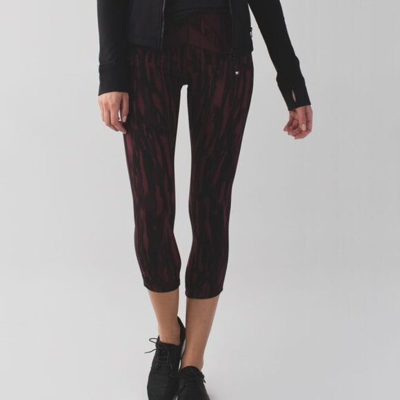 Lululemon Exquisite Crop Leggings Womens 6 NO TAG Painted Bordeaux Active Pant - Picture 1 of 14